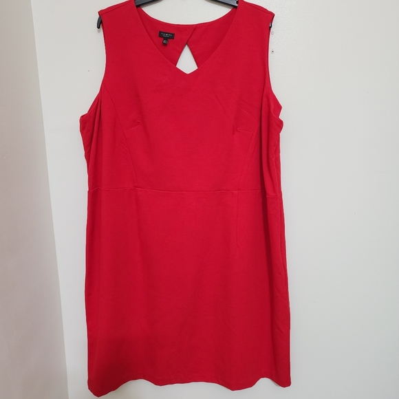 TALBOTS‎ V Neck Sleeveless Sheath Knee Length Stretch Dress  22W PETITE Red NWOT - Picture 1 of 14